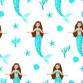 Seamless pattern Mermaid vector illustration Royalty Free Stock Photo